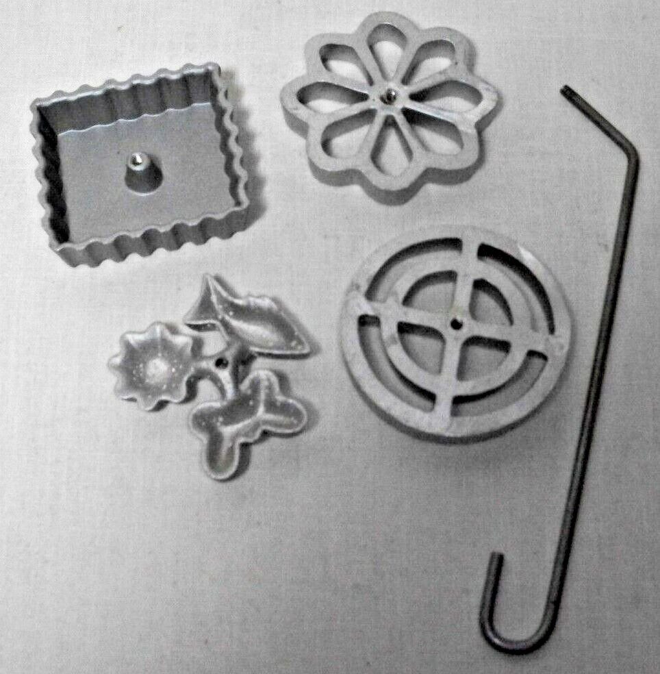 SCANDINAVIAN ROSETTE COOKIE & TIMBALE SHELL IRON SET 4 MOLDS
