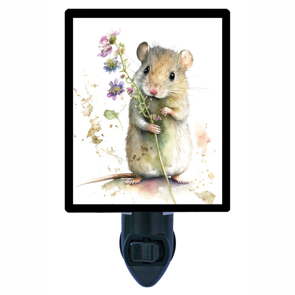 Decorative Photo Night Light, Flower Mouse, Garden