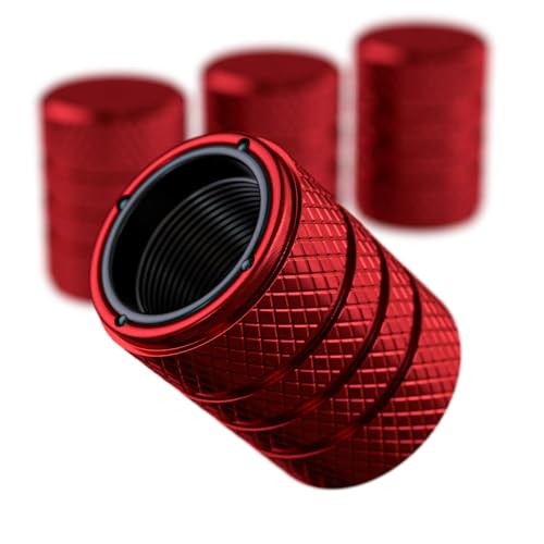 Aluminum Tire Valve Stem Caps – Anti-Rust, Premium Anodized Aluminum, RUBY RED