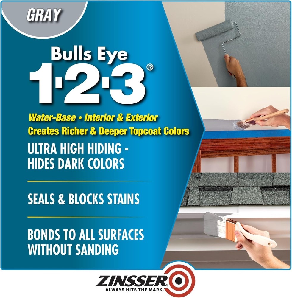 Bulls Eye 1-2-3 All Surface Primer, Quart, Gray