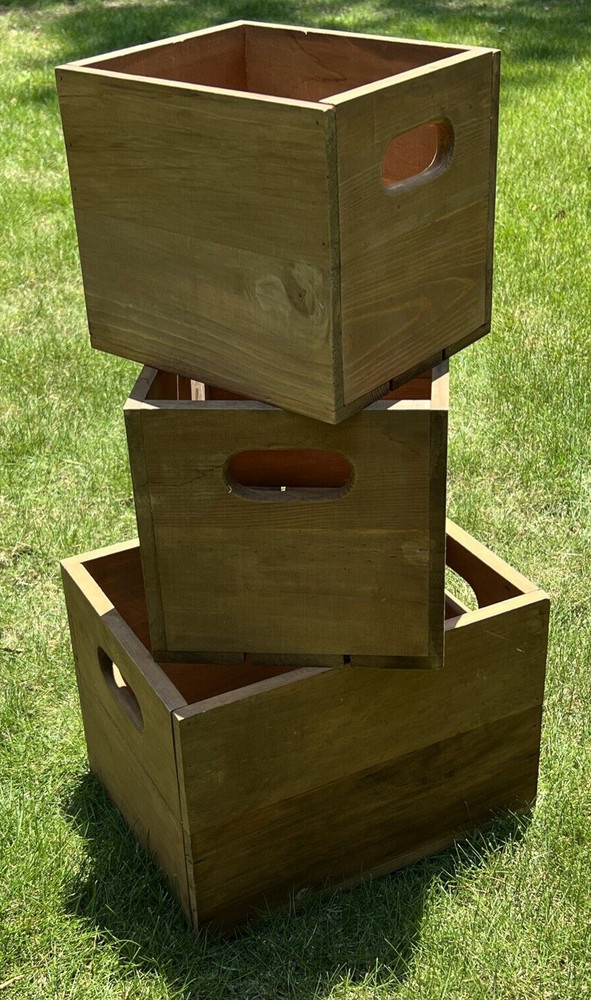 Set of 3 Rustic Farmhouse Nesting Wooden Boxes