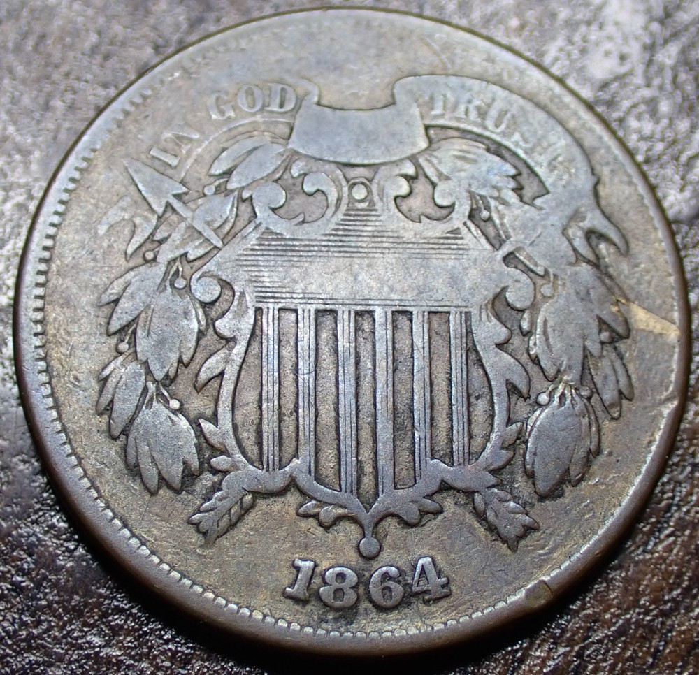 1864 Two Cent Coin (F)