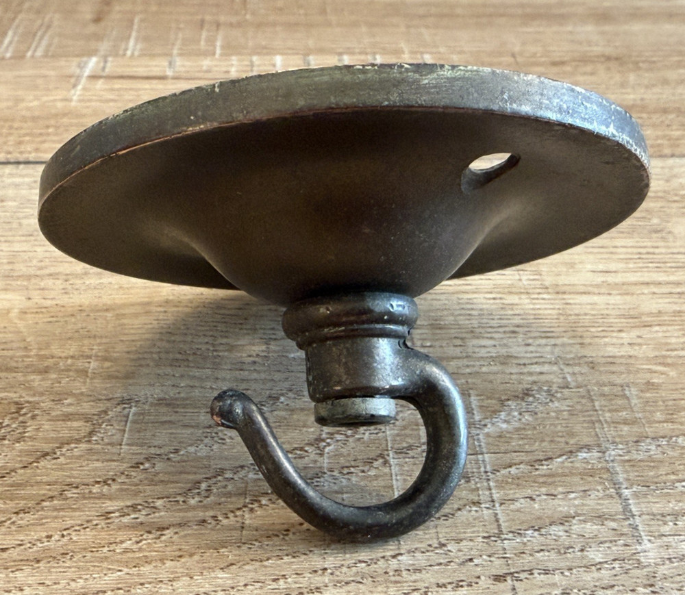 VINTAGE COPPER CHANDELIER CEILING ROSE HOOK ANTIQUE