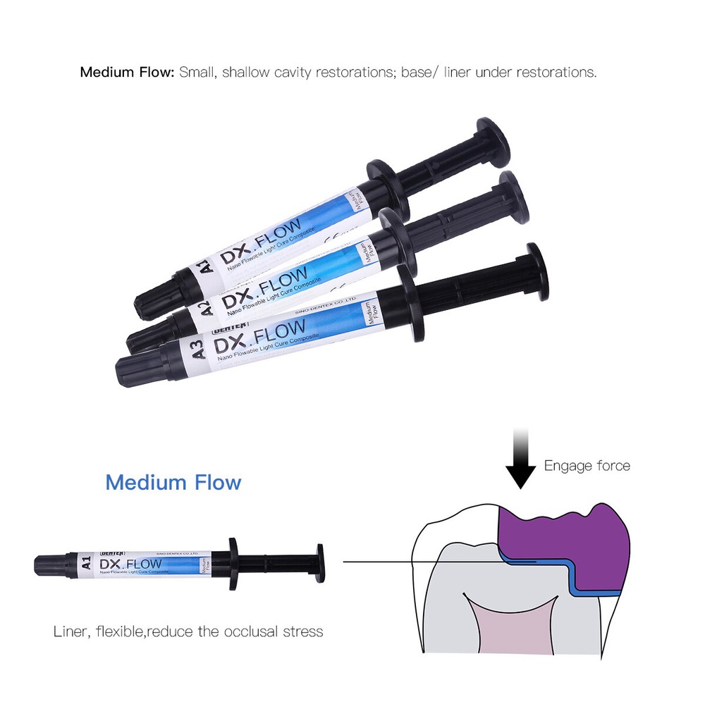 Dentex Dental Flowable Light Cure Composite Resin A1 Medium Flow