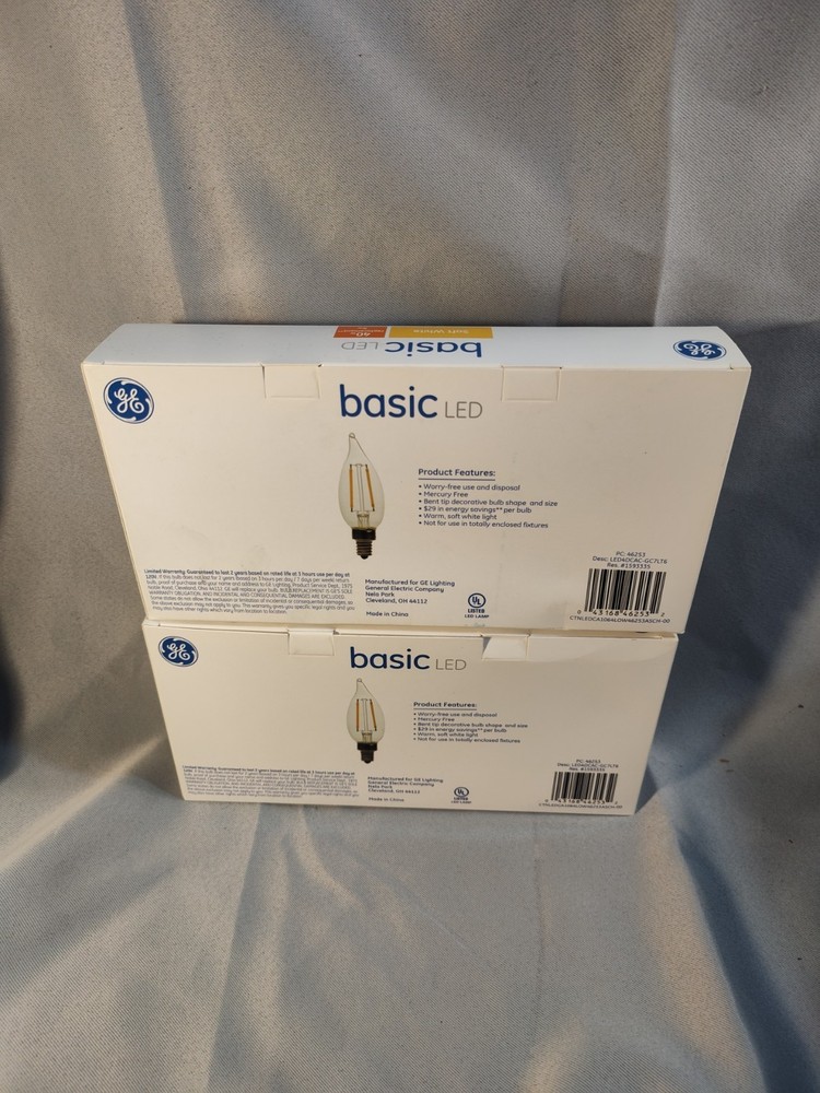 2 Pack 12 Bulbs GE Basic 40W Led Candelabra Base CAC Dimmable Soft White