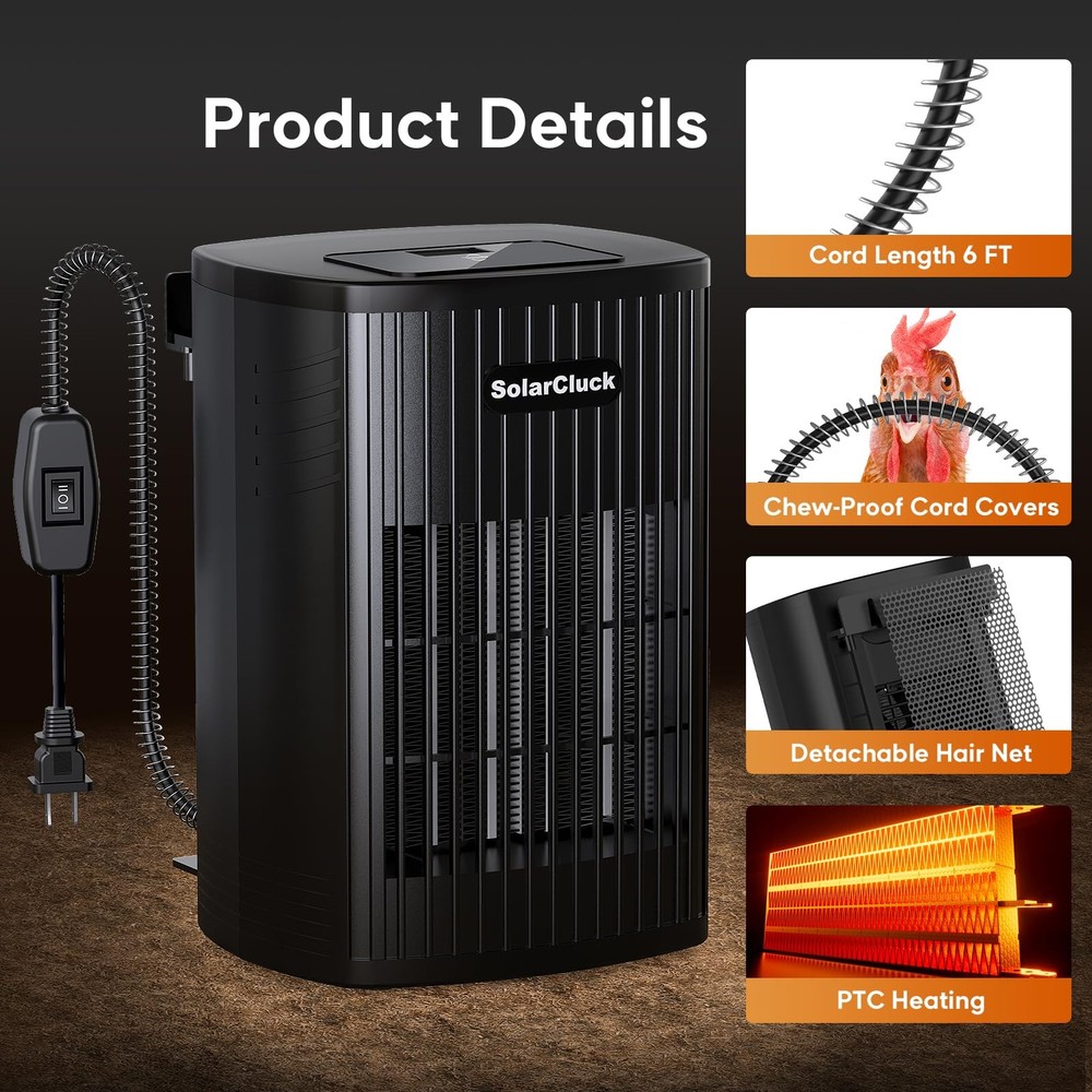 Wall-Mounted Chicken Brooder Heater, 300W/600W Chick Brooder, 70℉-115℉ Precis...