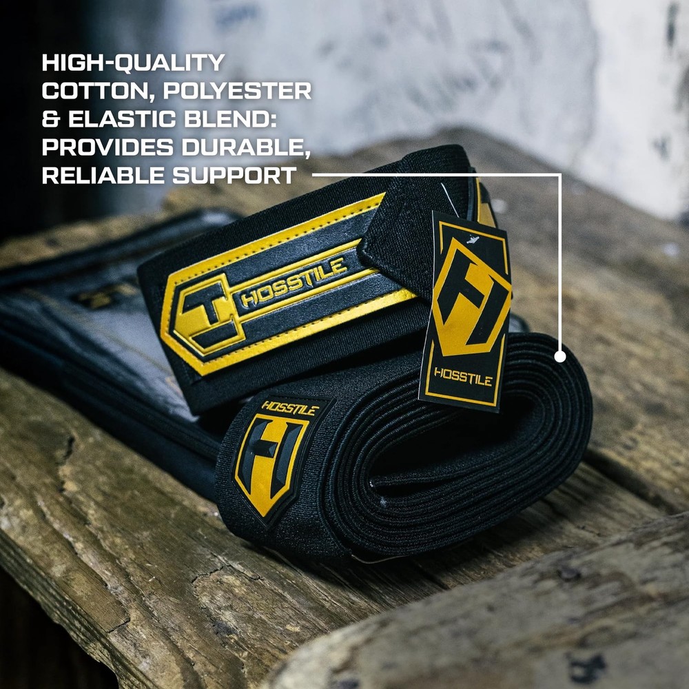 Heavy Duty Knee Wraps (Pair) – Stiff, Durable Cotton-Polyester Blend, Hook an...