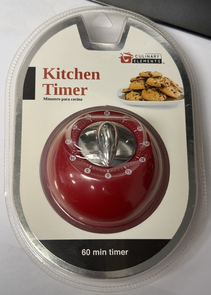 60 Minute Red Kitchen Timer by Culinary Elements (New Sealed Package)