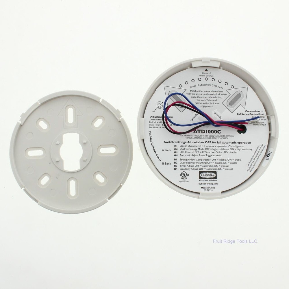 Bryant MSD1000C Occupancy Ceiling Sensor Adaptive PIR/US 1000ft² 24VDC 180°