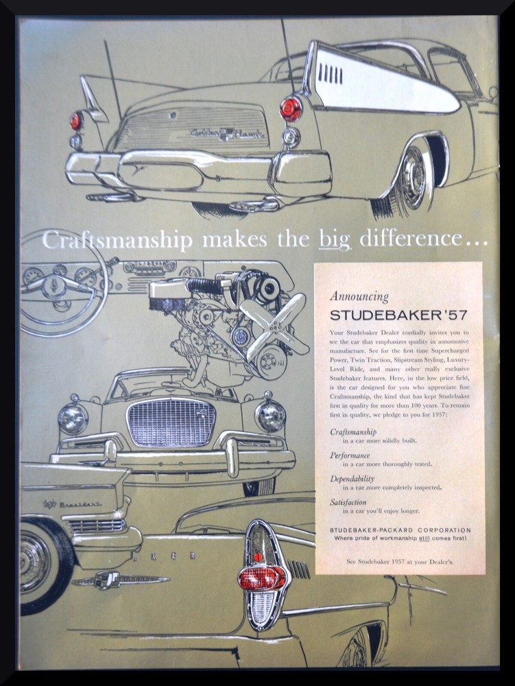 Vintage Print advertisement ad Car STUDEBAKER 1957 Craftmanship BIG Difference