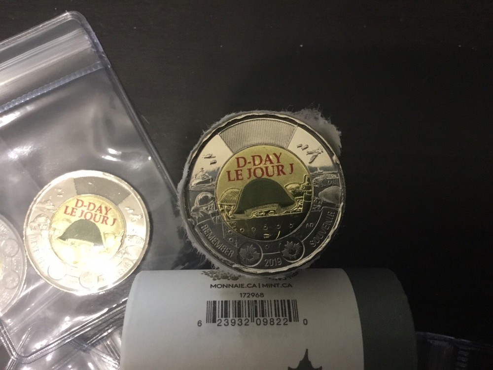 2019 CANADA  D-Day $2 Dollar Coin - Colored Version BU from roll Limited Edition