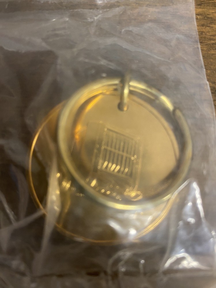 John Deere Combine Keychain Brass