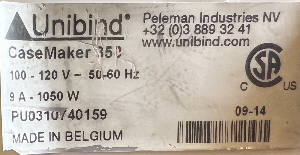 UNIBIND CASEMAKER 350 M COMERCIAL QUALITY THERMAL BINDER