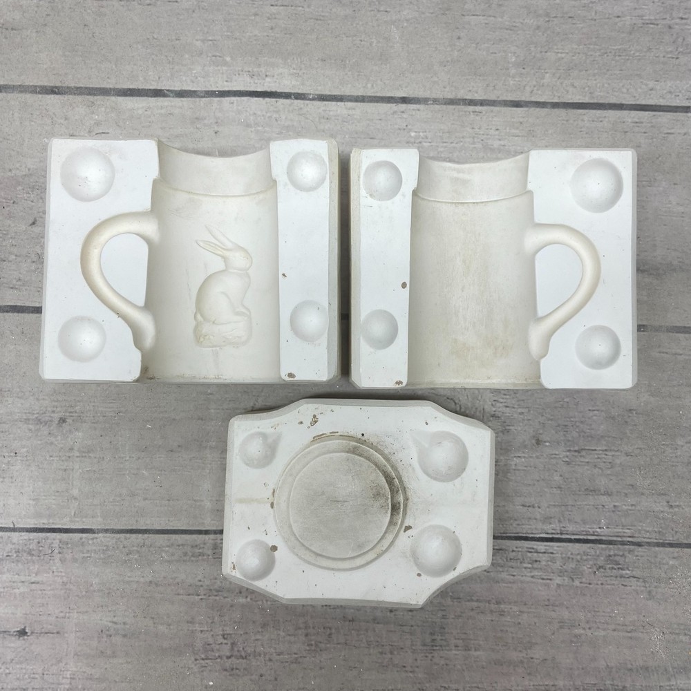 Unbranded Ceramic Casting Mold Mug w/ Bunny Rabbit Design & Handle #119