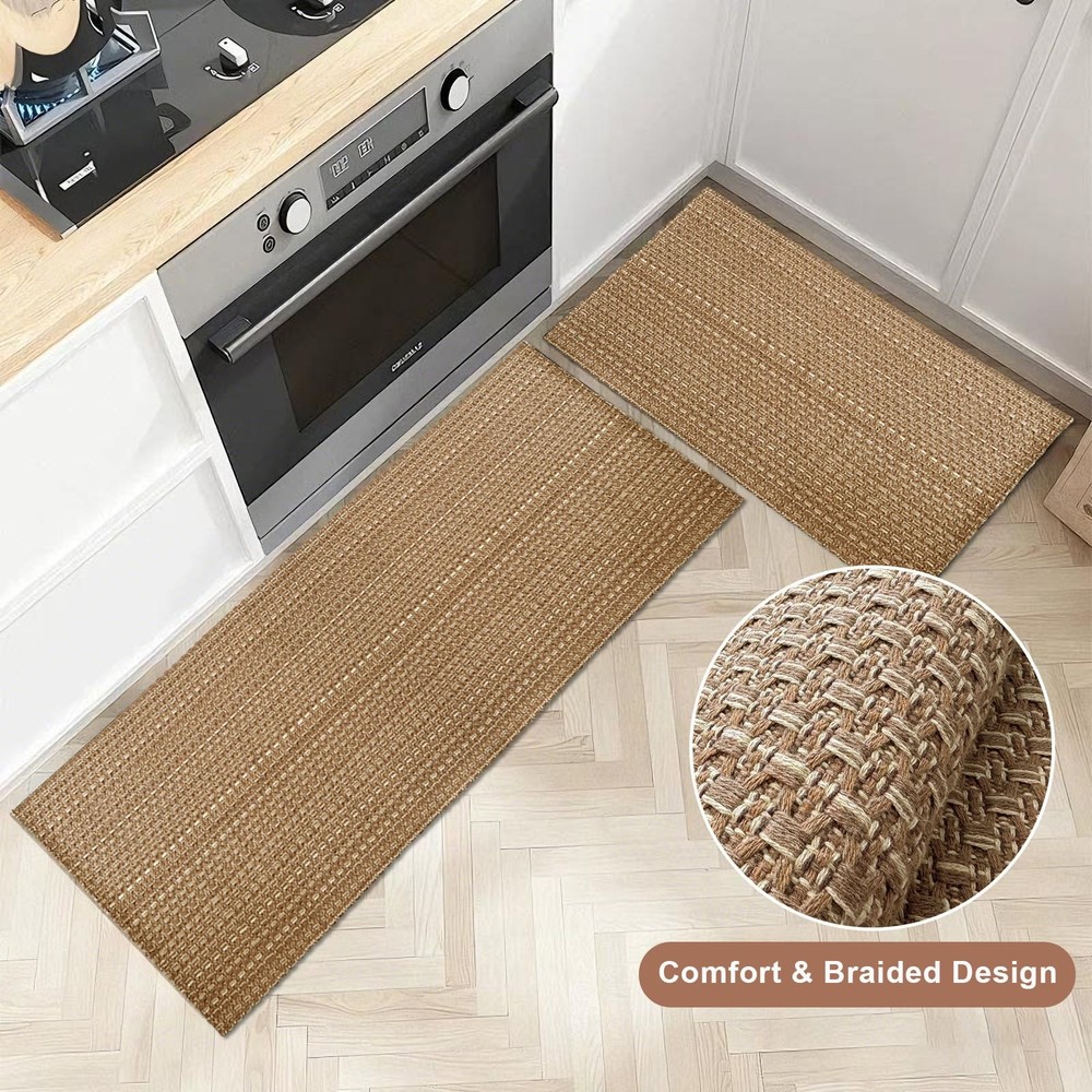 winolive Kitchen Rugs,Kitchen Mats for 20"x30"+20"x48"(Rectangular), Brown