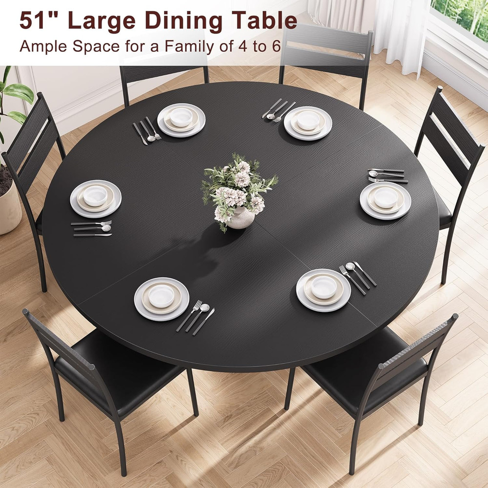 51'' round Dining Table,Kitchen Dining Room Circle Dinner Pedestal Table,Space S
