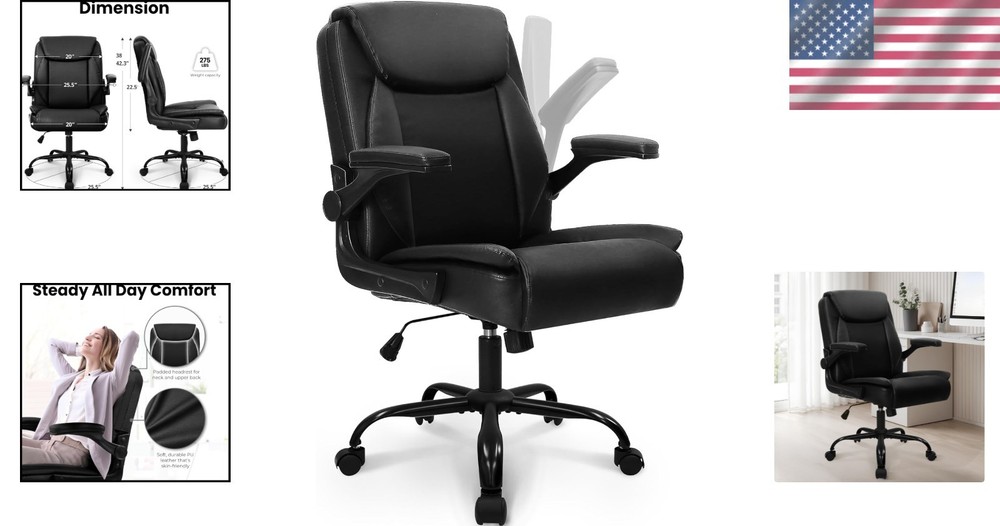 Adjustable Office Chair with Ergonomic Design & Durable Construction - All Black