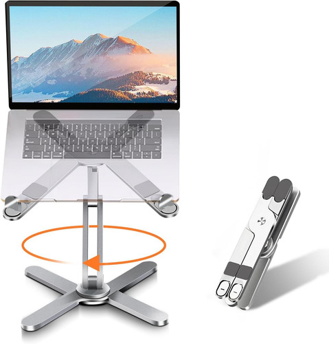 Laptop Stand with 360 Rotating Base, Computer Notebook Riser Silver