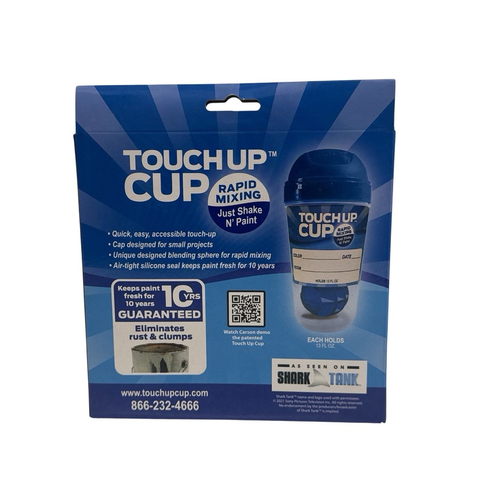 Touch Up Cup Two Pack Paint Storage Solution Recycled Plastic Blue Lid Sticker