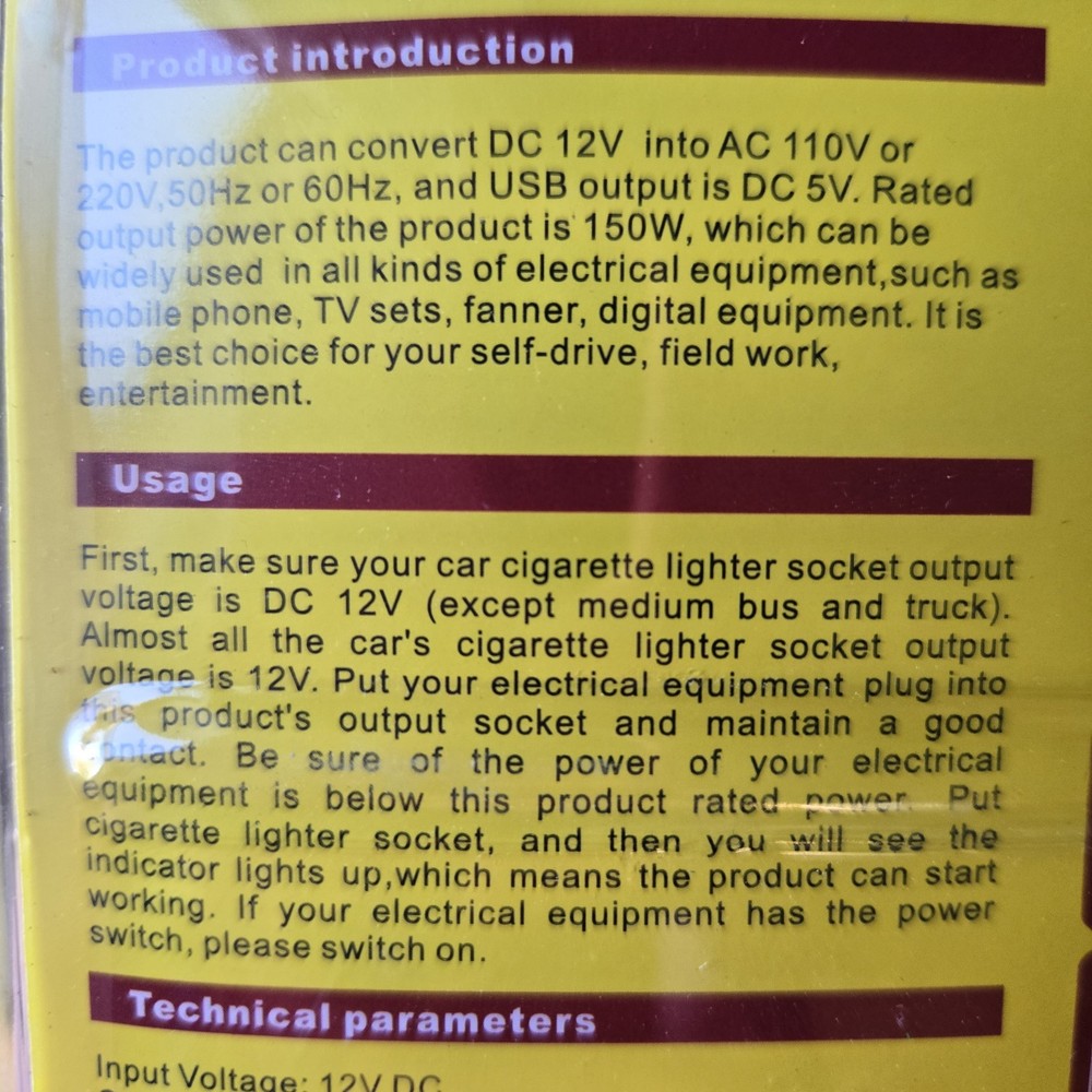 Series 150 Watt Car Inverter