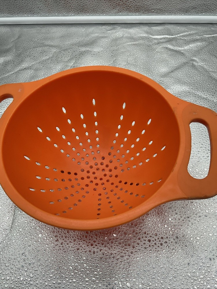 Vintage KitchenAid Strainer Colander Orange Footed Deep Two Handled