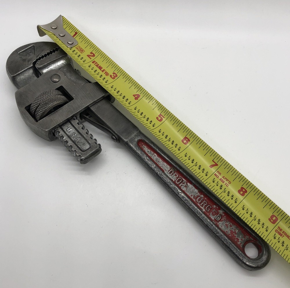 Vintage Stillson Trimo 10” Adjustable Pipe Wrench Red Handle