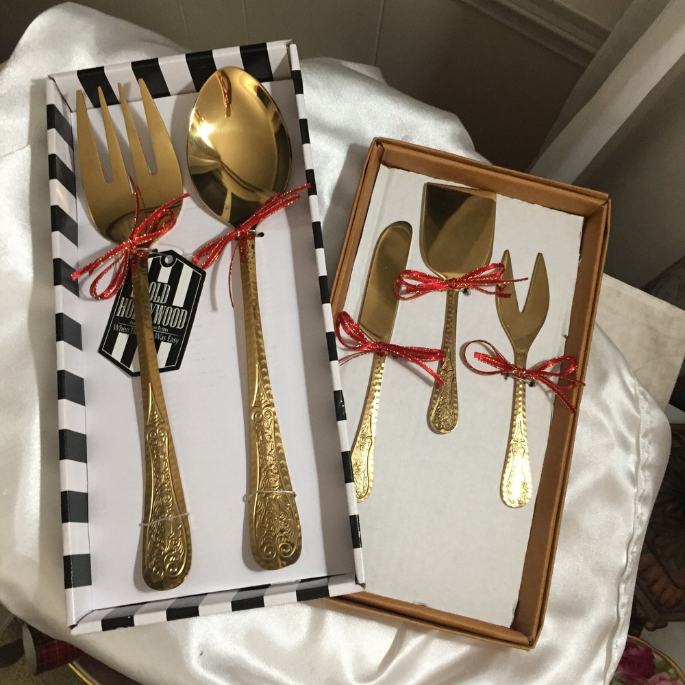 Flatware Serve ware 5 Piece Matched Set Salad Fork Spoon and Cheese Gift Set