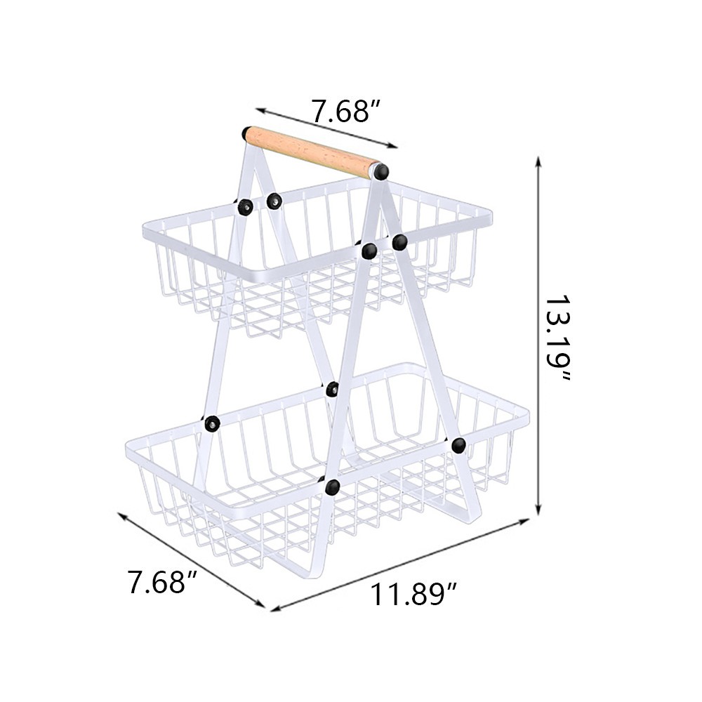 2 Tier Fruit Basket for Kitchen Metal Detachable Fruit Bowl Kitchen Counter