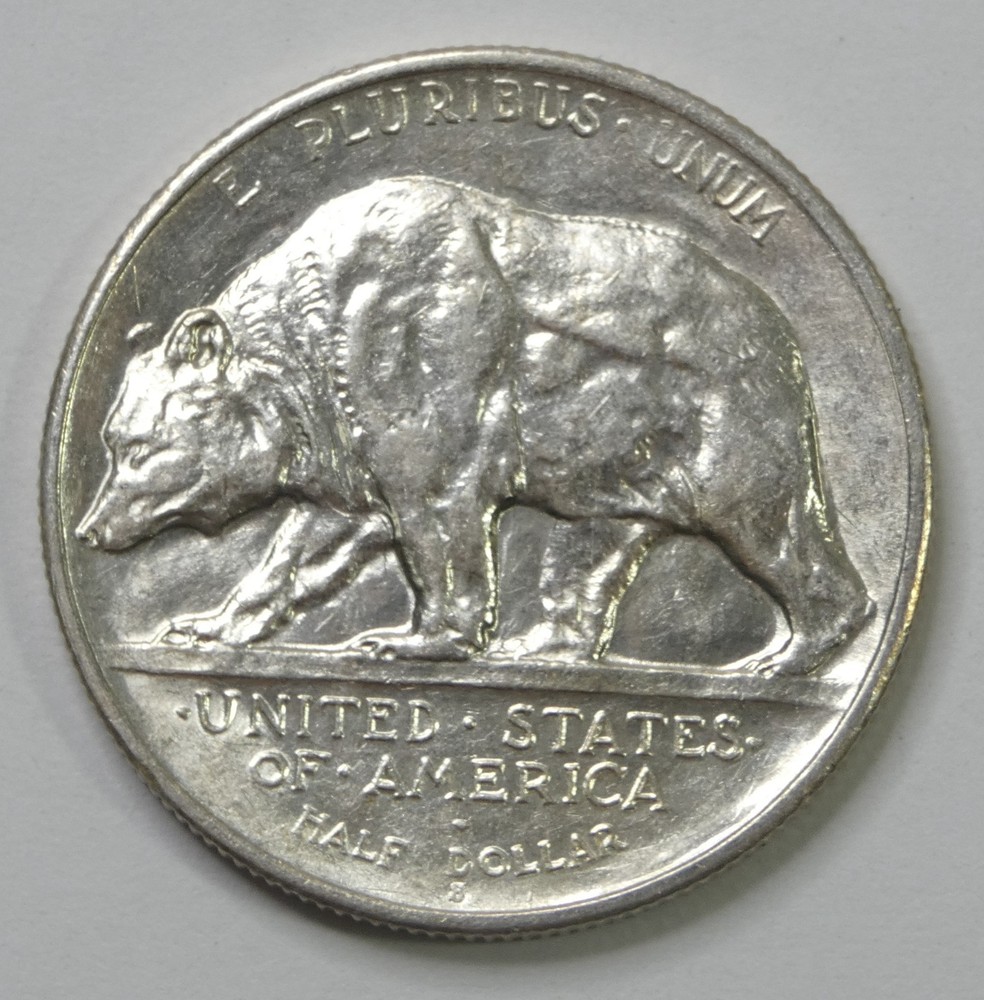 1925-S CA Diamond Jubilee Silver Commemorative Half Dollar ALMOST UNCIRCULATED