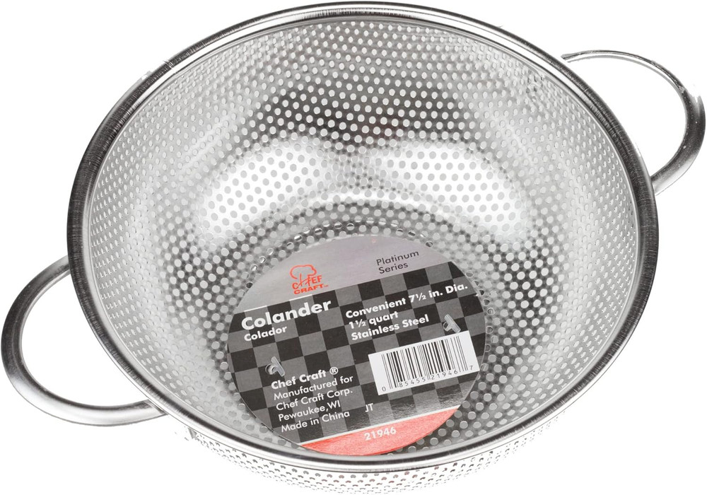 Chef Craft Select Microperforated Colander, 1.5 Quart, Stainless Steel