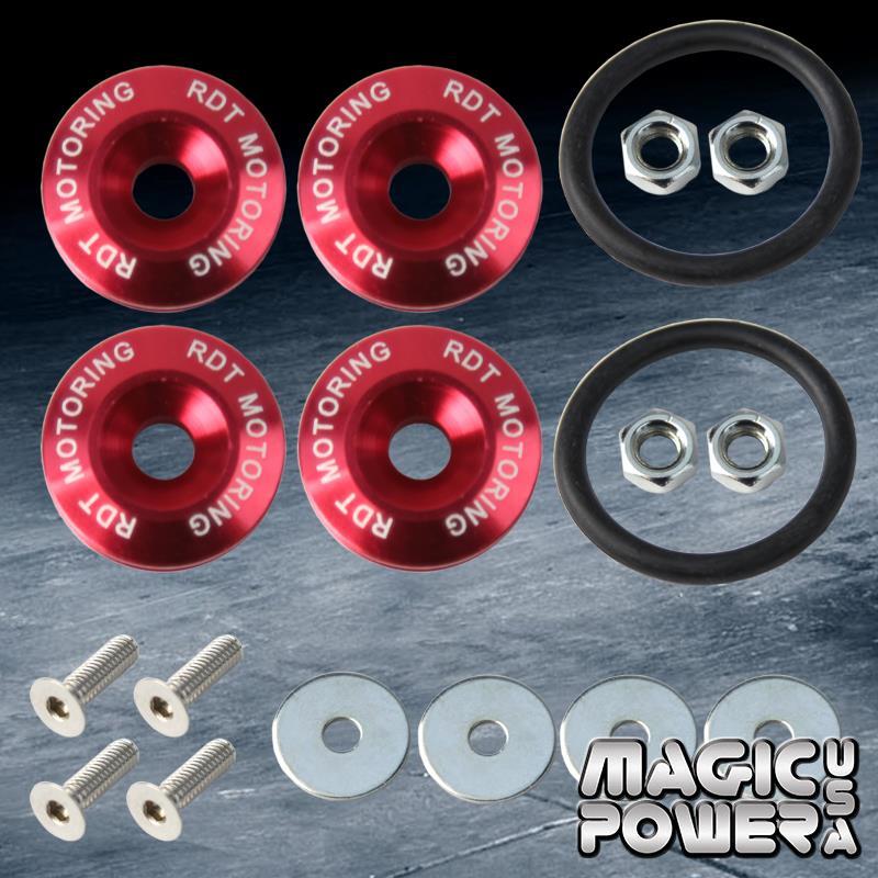 Red JDM Quick Release Fasteners For Car Bumpers Trunk Fender Hatch Lids Kit