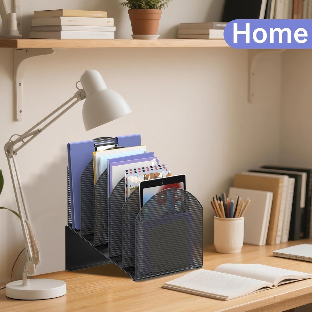 5-Section Desk File Organizer, Vertical File Organizer for Desk, Mesh Mail Ho...
