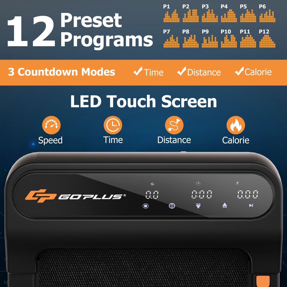 Under Desk Treadmill 12 Preset Programs w/ Watch-Like Remote Control & LED Panel