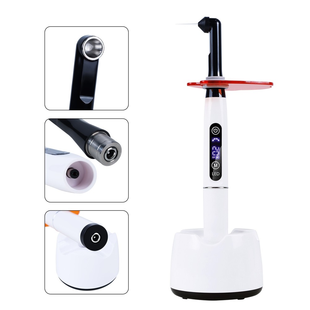 Dental Wireless Cordless LED Curing Light Lamp 1 Second Cure with 7pc Point Lens