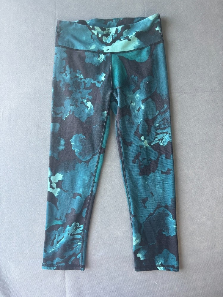 Fabletics Legging Women's 26 Teal Printed Elastic Waist Performance Fitted