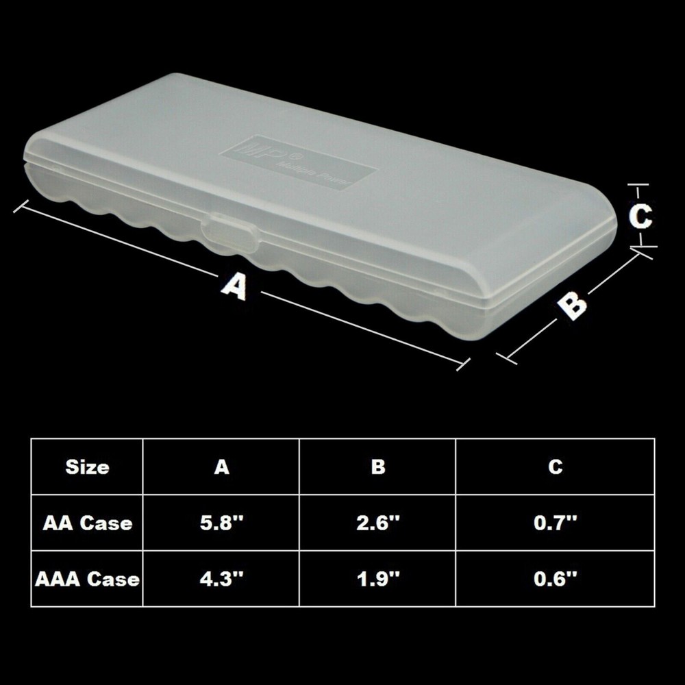 Battery Storage Case Holder Organizer Box For 10 AA AAA Batteries 4 Pack