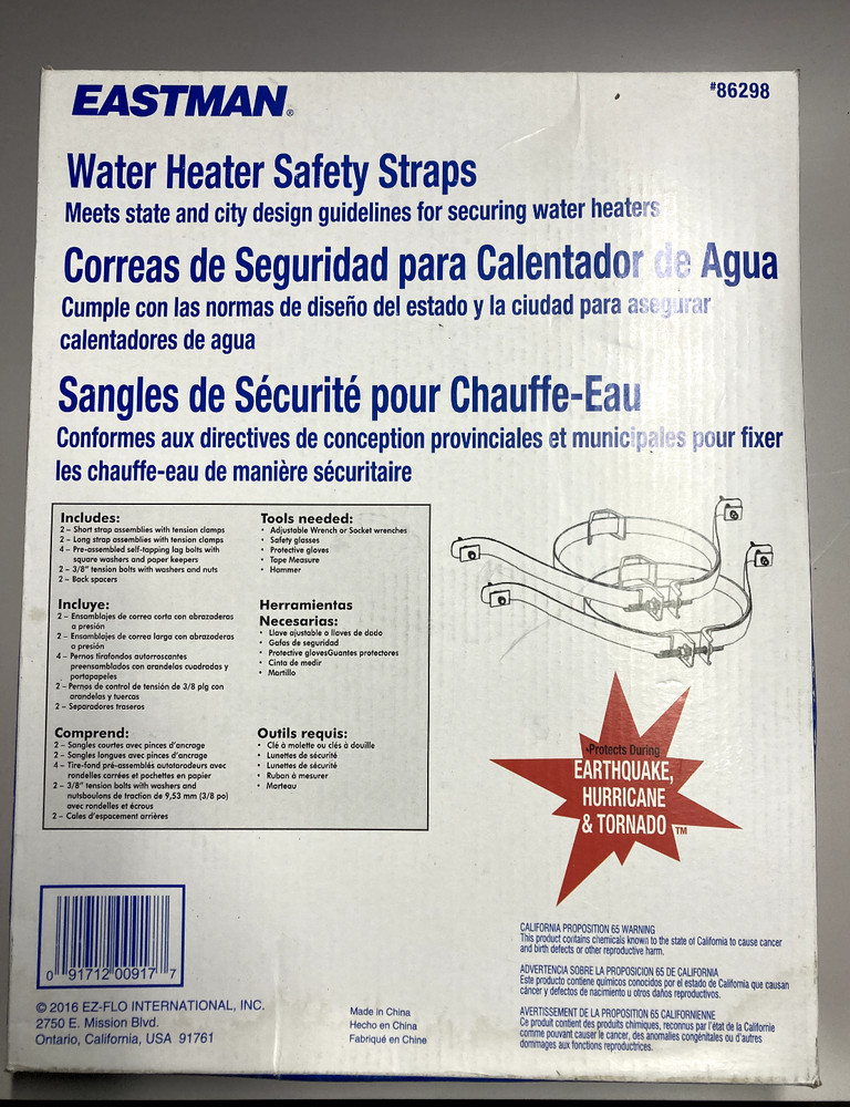 Eastman 86298 Water Heater Safety Straps