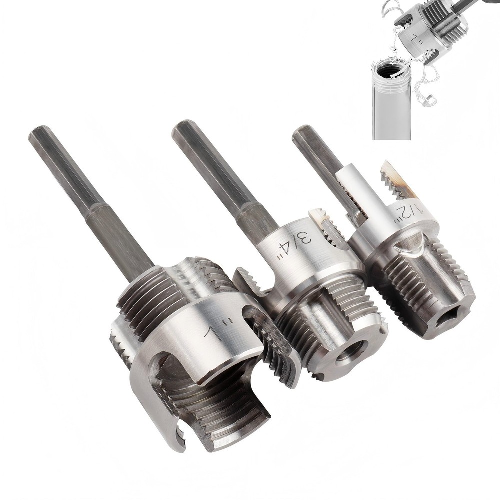 3Pcs Integrated Internal & External Pipe Threading Tool, DualFunction Pipe Th...