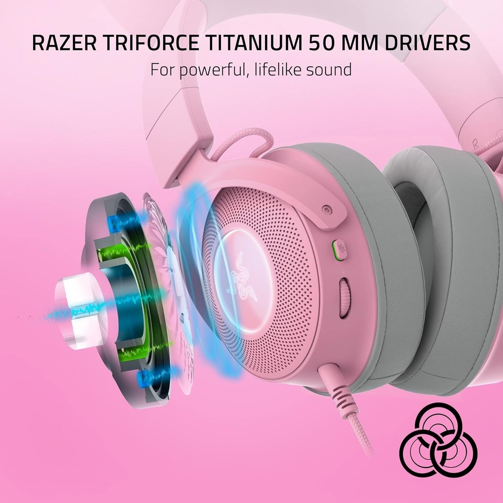 Razer Kraken Kitty V2 Pro Wired Gaming Headset - Quartz Pink