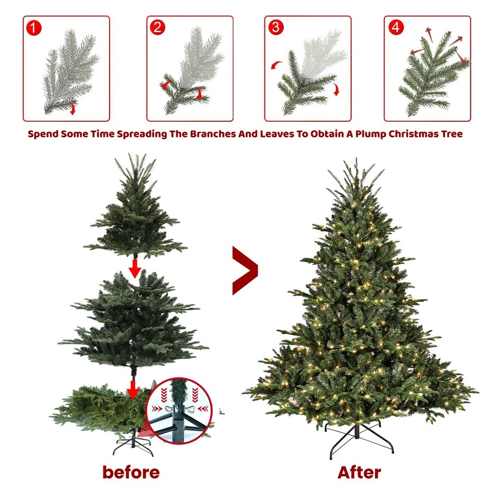 4-9FT Prelit Artificial Christmas Tree Premium Realistic Spruce Easy Assembly
