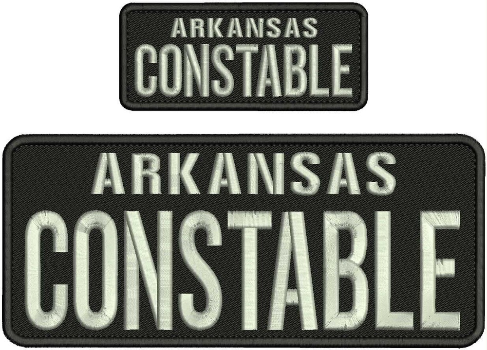 ARKANSAS CONSTABLE EMB PATCH 4X10 AND 2X5 HOOK ON BACK BLACK/silver