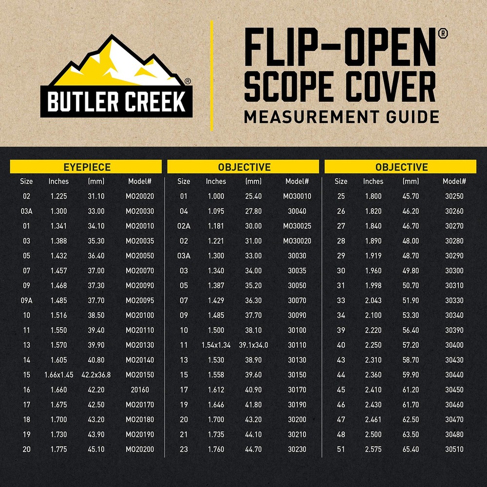 Butler Creek 03A Objective Flip Open Scope Cover , Black 3A,