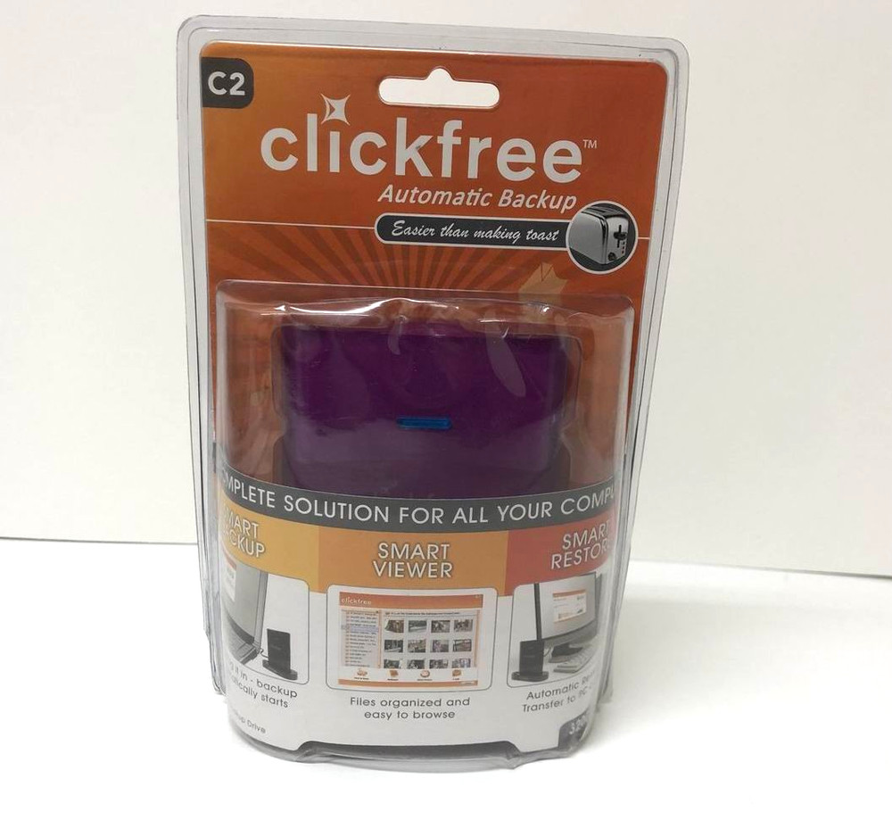 Purple Clickfree C2 320GB External Backup Hard Drive Automatic USB Plug & Play