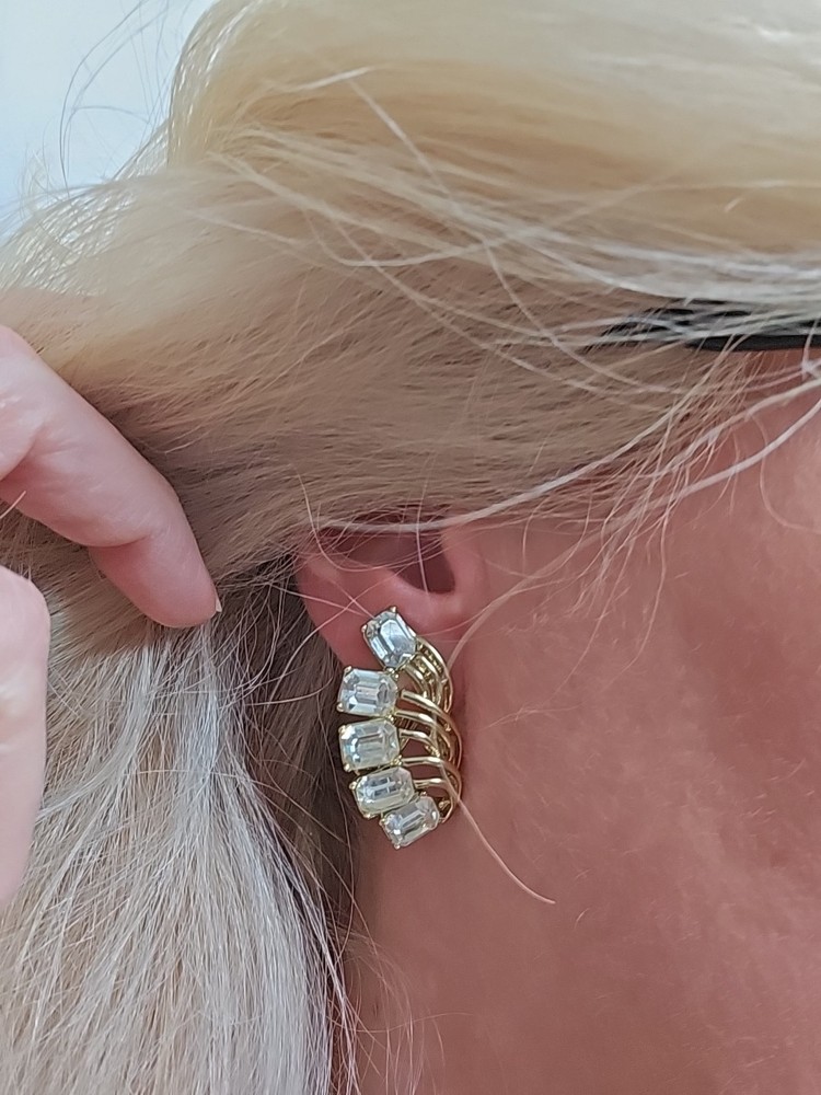 1950's Signed Dodds Gold & Crystal Earrings