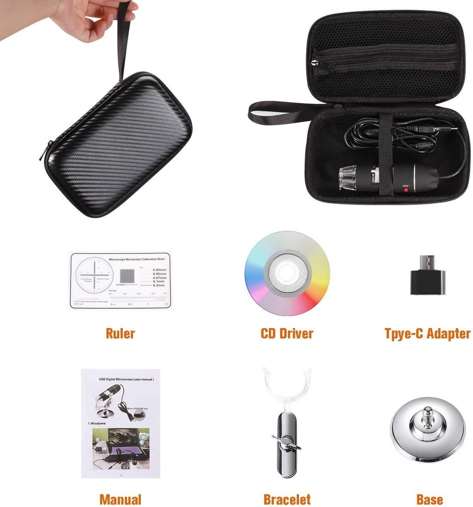 USB Digital Microscope 40X-1000X LED Camera for Android Windows Mac Linux