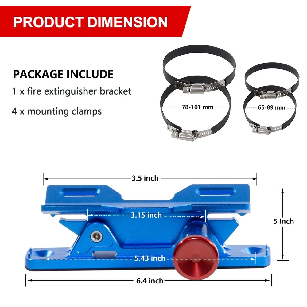 Quick Release Car Fire Extinguisher Mount – Blue Adjustable Aluminum Roll Bar