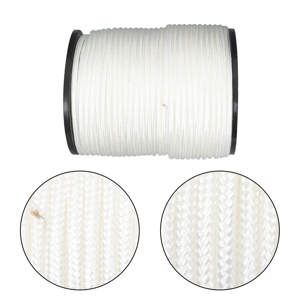 Multipurpose White Nylon Rope Sturdy Spool Solid Braid Knot Rope 3/8" × 500'
