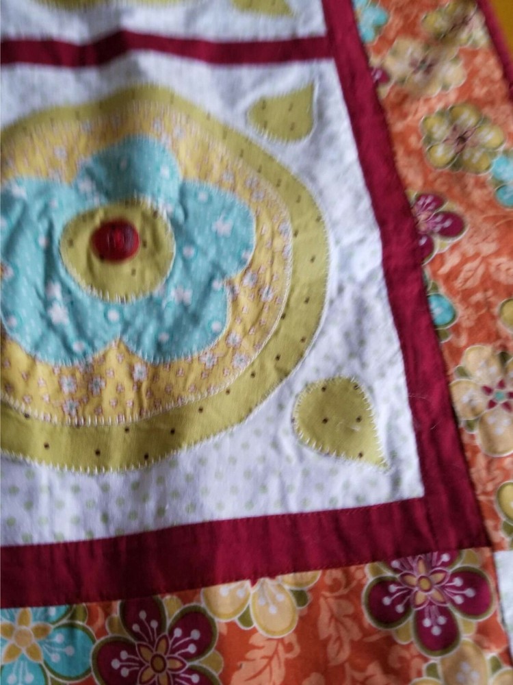 Hand Crafted Floral Quilted Table Topper/Runner Multi-Color
