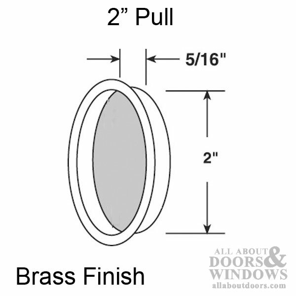 Pull Handle For Sliding Closet Doors 2" Diameter Brass Plated Pull Handle