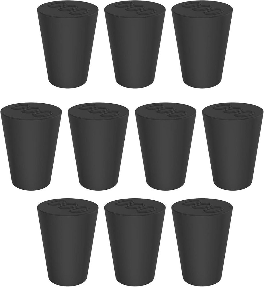 Solid Rubber Stoppers (Black), Tapered Plug for Sealing Test Tubes, Flasks an...